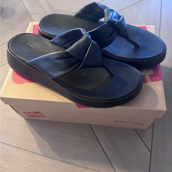 Fitflop Shoes - FitFlop F-MODE Knot Soft-Leather Flatform Toe-Post Sandals
